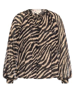 Maison Common Silk Blouse With Zebra Print - Black
