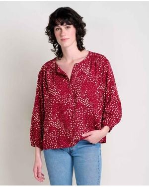Toad & Co. Manzana Long Sleeve Peasant Top - Red