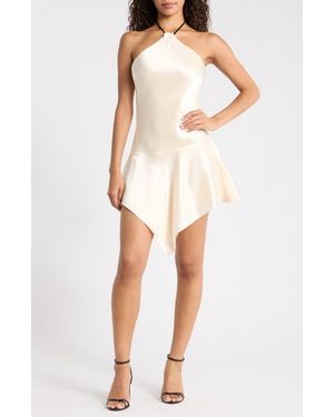 House Of Cb Larissa Satin Halter Minidress - White