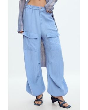 Desigual Cotton Blend Cargo Sweatpants - Blue