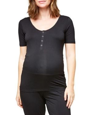 Nom Maternity Rhys Maternity & Nursing Snap-Front Tee - Black