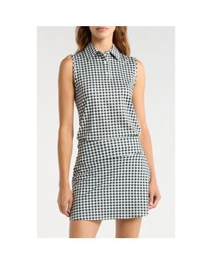 Rhone Court Gingham Sleeveless Polo - Blue