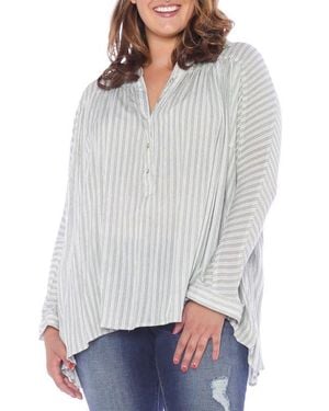 Slink Jeans Stripe Babydoll High/Low Top - White