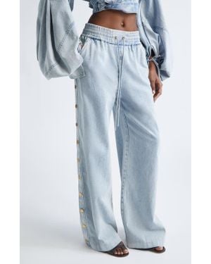 Zimmermann Rebellion Snap Detail Wide Leg Drawstring Jeans - Blue