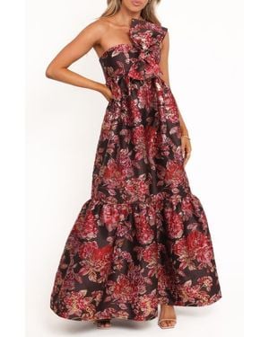 Petal & Pup Betina Bow Front One-Shoulder Maxi Dress - Red