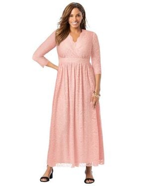 Jessica London Stretch Lace Maxi Dress - Pink