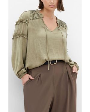 City Chic Ruffle Puff Sleeve<Br >Peasant Blouse - Natural