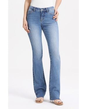 Bayeas Raw Hem Low Rise Bootcut Jeans - Blue