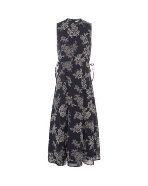 Coco de la Mour Floral Chiffon Elastic Waist Bungee Sweater - Gray