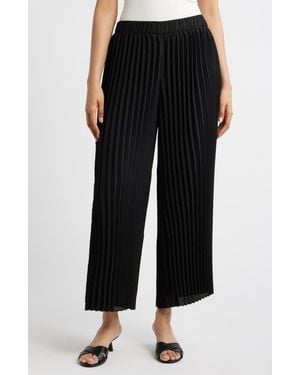 Anne Klein Pleated Pull-On Ankle Pants - Black