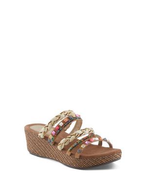 AZURA BY SPRING STEP Shinychic Platform Wedge Slide Sandal - Brown