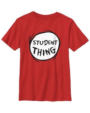 Dr. Seuss Boys' Student Thing Badge T-Shirt - Red