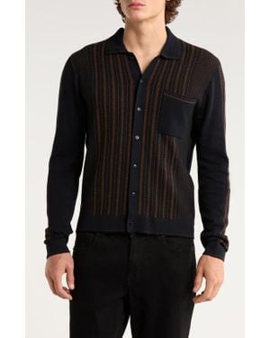 Percival Appendix Knit Button-Up Shirt - Black