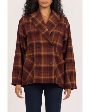 DEAR JOHN Marlow Plaid Double Breasted Jacket - Red
