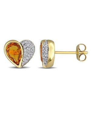 Julianna B Gemstone & Diamond Heart Earrings 10K - Metallic
