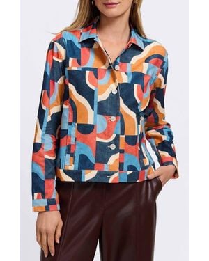 Foxcroft Thelma Geo Print Cotton Corduroy Shirt Jacket - Multicolor