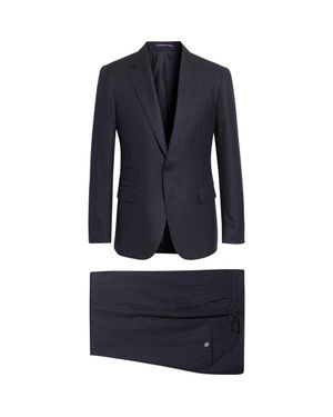 Ralph Lauren Gregory Hand Tailored Pinstripe Wool Serge Suit - Blue