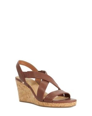 Dune Kamies Slingback Platform Wedge Sandal - Brown