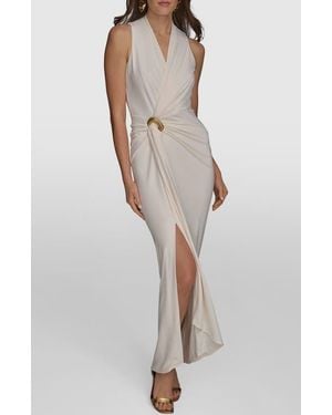 Donna Karan Belt Detail Sheath Maxi Dress - Multicolor