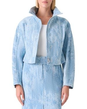 Akris Punto Egg Shape Cotton Denim Jacquard Jacket - Blue