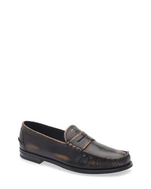 Prada Antiqued Leather Loafer - Gray