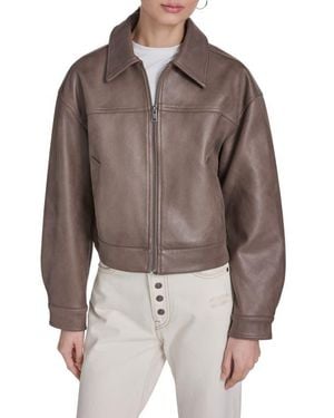 Levi's Faux Leather Zip Jacket - Brown