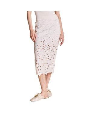Endless Rose Cutout Lace Midi Skirt - White