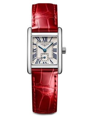 Longines Mini Dolcevita Automatic Leather Strap Watch, 29Mm X 21.5Mm - Red