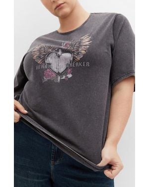 City Chic Kyra Cotton Graphic T-Shirt - Gray