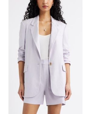 Open Edit Everyday Linen Blend Blazer - White