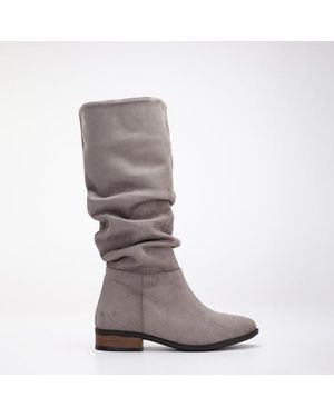 Forever & Always Shoes Maribel Knee High Slouch Boots - Gray