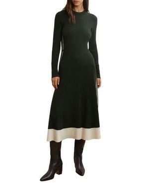 Reiss Aria Long Sleeve Rib Maxi Dress - Black