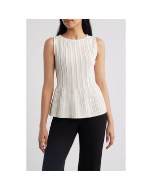 Anne Klein Rib Peplum Tank - White