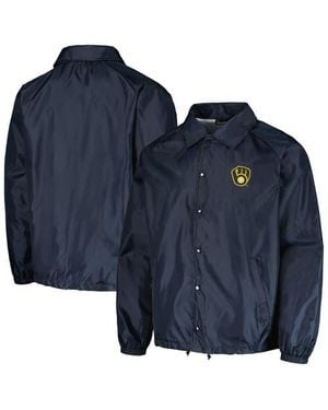 Dunbrooke Milwaukee Brewers Coach's Raglan Full-Snap Windbreaker Jacket - Blue