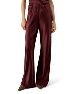 LILYSILK Straight-Leg Silk Satin Pants - Red