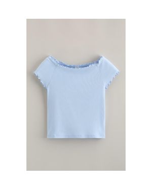 Treasure & Bond Kids' Lettuce Edge Rib T-Shirt - Blue