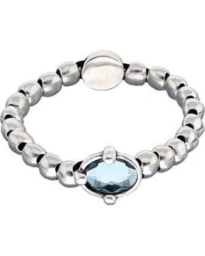 Uno De 50 Sterling Plated Ball Elastic Bracelet With Faceted Crystal - Metallic