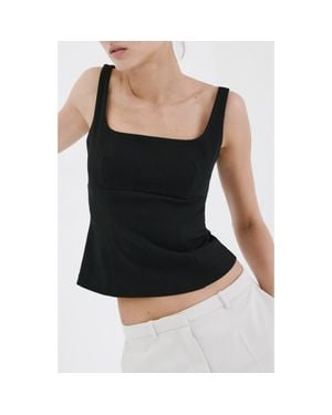 Mango Fitted Square Neck Top - Black