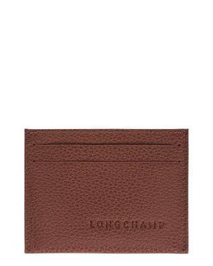 Longchamp Le Foulonné Leather Card Case - Brown