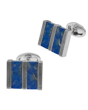 Link Up Lapis Stripe Gemstone Rectangle Cufflinks - Blue