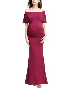 Kimi + Kai Abigail Off The Shoulder Maternity Maxi Dress - Red