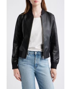 Madewell Shrunken Leather Bomber Jacket - Black