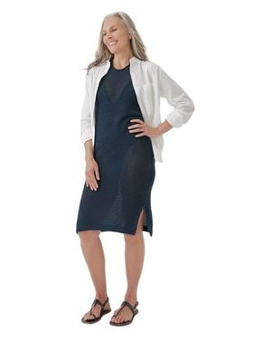 Pact Beachside Linen Crochet Cover-Up Made With Organic Cotton - Blue