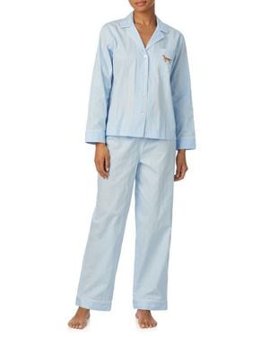 Ralph Lauren Stripe Cotton Jacquard Pajamas - Blue