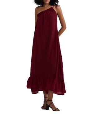 REISTOR One-Shoulder Midi Dress - Red