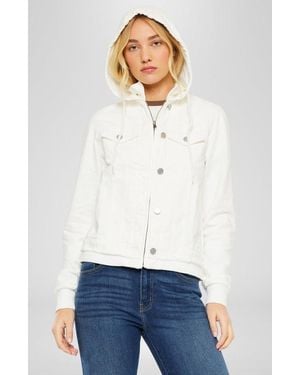 Kancan Eleni Rigid Denim Hooded Jacket - White
