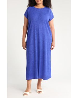 Eileen Fisher Short Sleeve Jacquard Maxi Dress - Blue