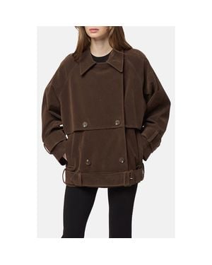 Apparis Gaia Faux Suede Short Trench Coat - Brown