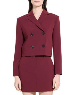 Theory Admiral Double Breasted Crop Blazer - Red