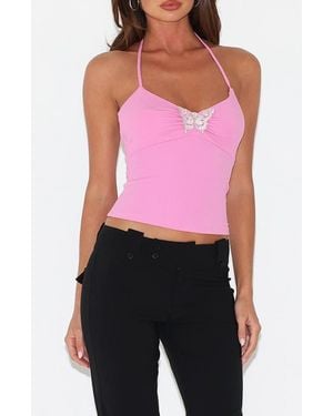 Tiger Mist Celestine Embroidered Butterfly Halter Top